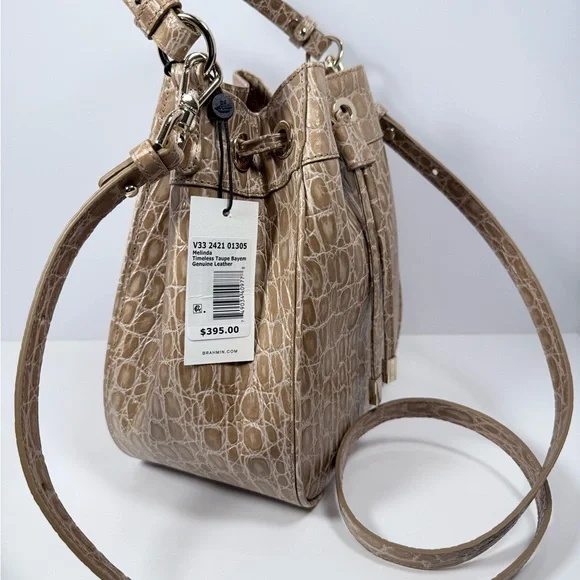 Brahmin Beige Croc-Embossed Cross-body Bag - Picture 2 of 5
